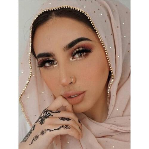 Luxury Diamond Chiffon Scarf Hijab Women Solid Soft Long Muslim Scarves Islam Wraps Head Scarf Turkish Turban Shawl Headscarves
