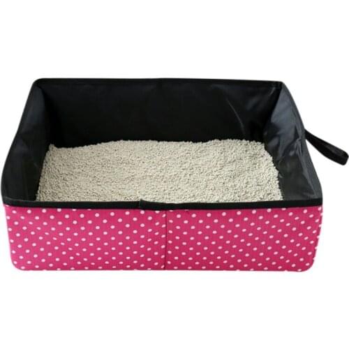 Pet Cat Foldable Litter Box Waterproof Outdoor Portable Simple Travel Rose Blue Gray Dot Toilet Pet Supplies
