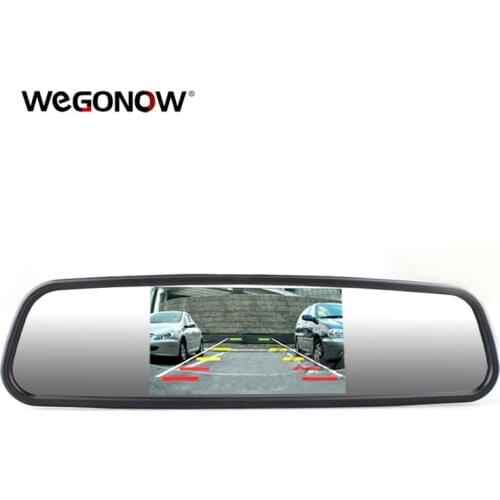 Skyshadow Car Parking Assistance System 4.3 Inch TFT LCD Car Reverse Mirror Rearview Monitor + 4 LED Lights Car Rear View Camera