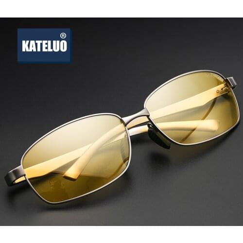 KATELUO 2020 Yellow Day Night Vision Goggles Men Photochromic Polarized Lens Sunglasses Anti-glare Glasses for Driving 7755