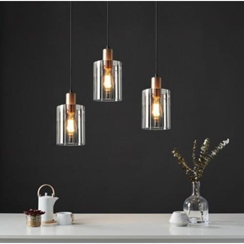 Modern LED Glass Smoke Gray Pendant Lights Lighting Nordic Cafe Living Room Lamp Bedroom Bedside Hanging Lamp Deco Light Fixture