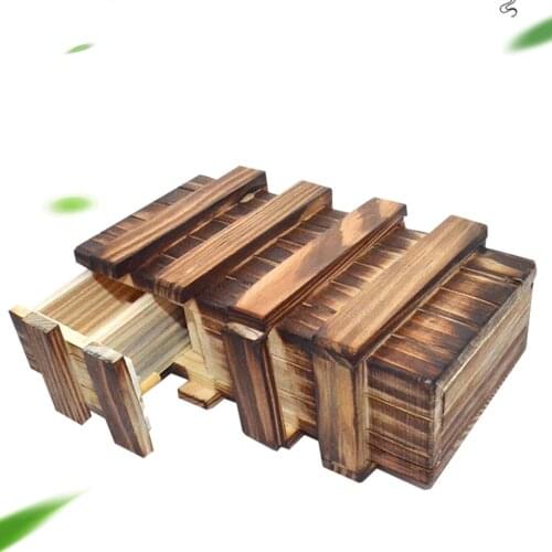 Secret Puzzle Wooden Box Adults Magic Money Card Holders Secret Compartments Gift Box Ashtray