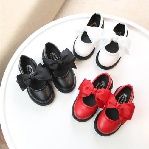 Spring Children PU Leather Pumps Baby Girls Shoes Cute Bow Kids Wedding Party Dress Shoes Girls Leather Pump Shoes Size 26-36