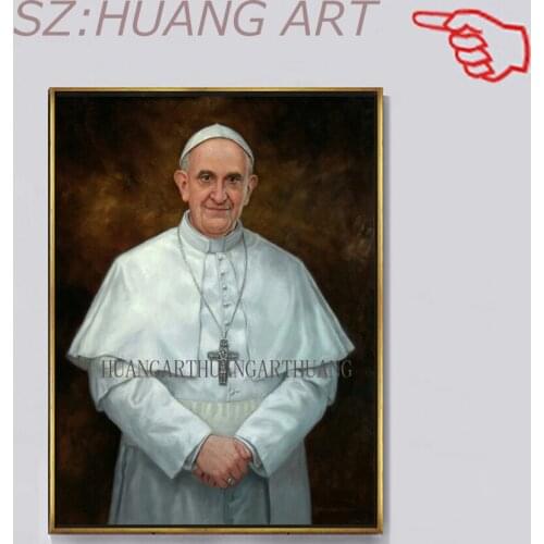 High quality painting of people hand-painted religious art Vatican Pope Francis portrait of the Christian Catholic father Pope m