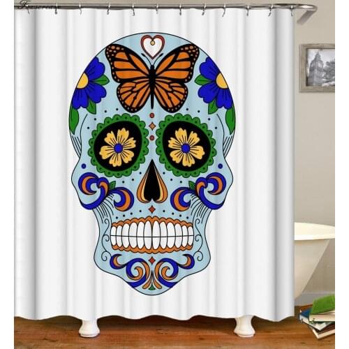 3D Sugar Skull Shower Curtains Bathroom Curtain Fabric Shower Curtain Funny Waterproof Shower Curtain Cortinas Home Decoration