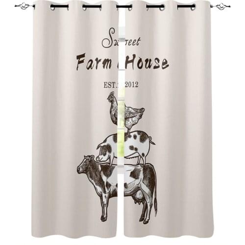 American Country Style Farm Cow Pig Chicken Blackout Curtains For Living Room Bedroom Printed Window Treatment Drapes Home Decor