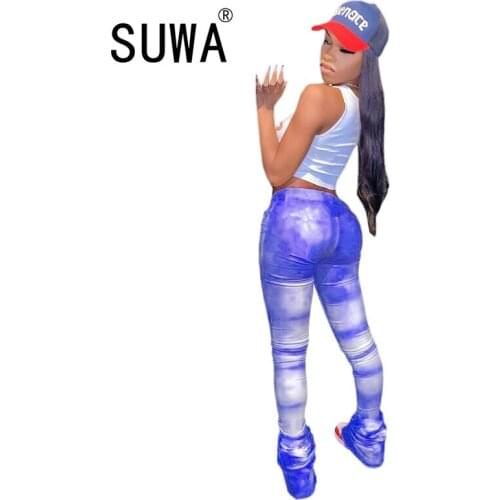 Street Style Tie Dye Print Sweatpants for Women High Waist Casual Long Stacked Jogger Pants Autumn Spring Draped Trousers