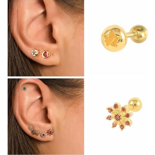 Aide 2021 trend Stud Earrings For Women Colorful Crystal Elk Snowflake Piercing 925 Sterling Silver Pendientes Plata 925 Aros