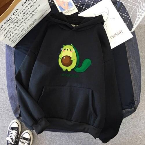 SUNOWE Winter Cute Couple Pullover Cartoon Avocado Print Warm Casual Student Hoodie Fashion Tide Clothes Female