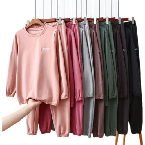 Winter Warm Homewear for Women 2021 New Autumn Loose Lounge Wear Fall Winter Home Clothes Female Pajamas Set Warm Home Pants