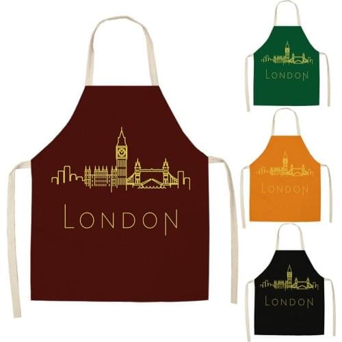 1 Pcs Letter Pattern Kitchen Apron for Cooking Sleeveless Cotton Linen Aprons Adult Bibs Home Cleaning Accessories WQ164