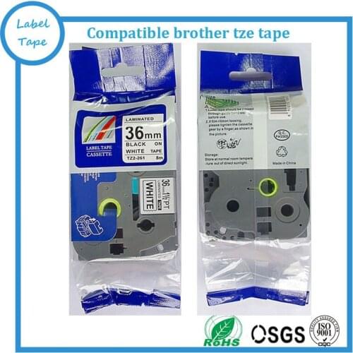 10packs TZe-261 36mm Black on White TZ-261 tze261 tze 261 tz261 compatible label tapes for ptouch label printers