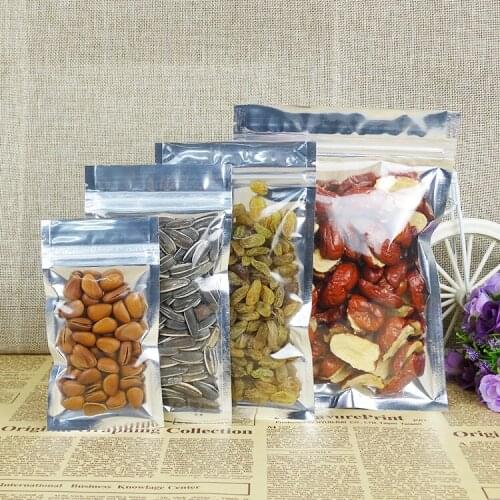 100pcs, Translucent plating aluminium ziplock bag - Zipper reclosable aluminizing foil plastic pouch with front clear