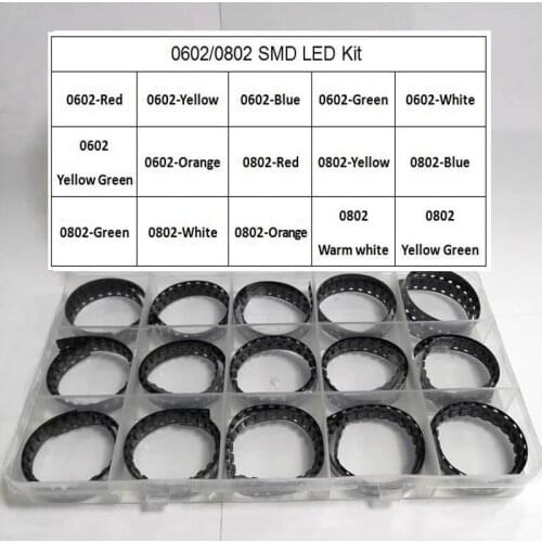 5 x 100pcs/Color=500pcs New 0603 (0602) Side SMD LED KIT Red/Green/Blue/White/Yellow