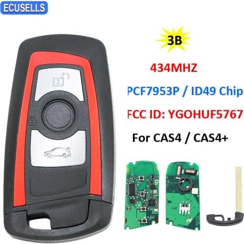 3 Button Remote Car Key 434MHz FEM / BDC FCC ID: YGOHUF5767 For BMW 5 7 F Series X5 X6 F15 F16 F20 F21 F22 F45 CAS4 CAS4+ Red