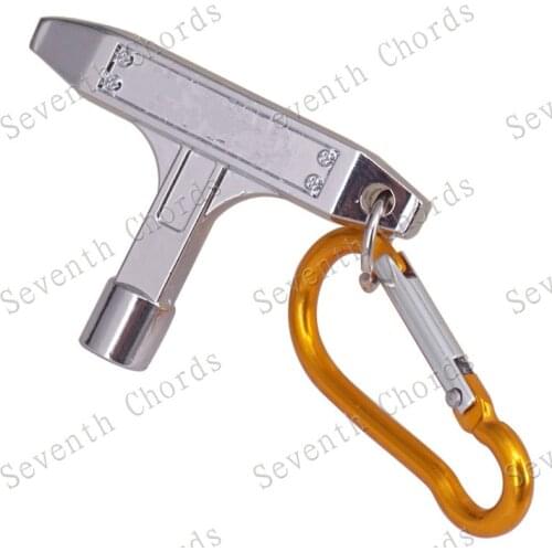 5Pcs/lot sliver Color Drum Skin Tuning Key w Carabiner Jazz Drum set Tool Key Wrench Guitar Accessories