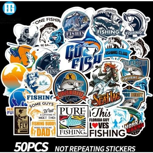 50pcs Fisherman Go Fishing Car Sticker for Car Styling Bike Motorcycle Laptop Travel Luggage Cool Funny Sticker Bomb JDM Decals