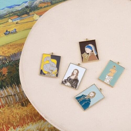 10pcs/pack Abstract art painting Enamel Metal Charms Earring Bracelet DIY Jewelry Making