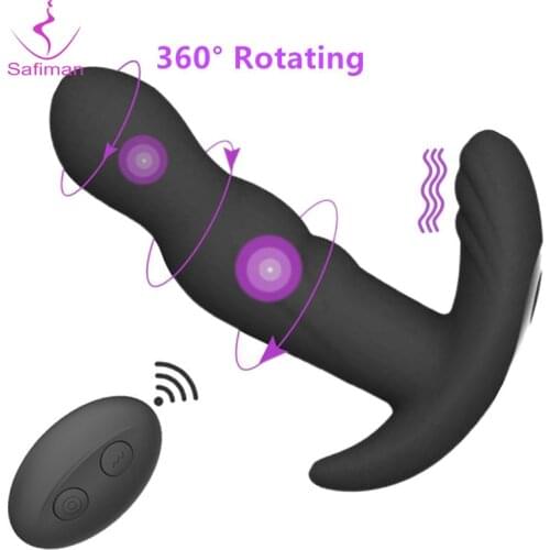 360 Degree Rotating Vibrator Unisex Anal Vibrator Prostate Massage Anal Plug Remote Control Dildo Sex Toy for Men Toy for Adults