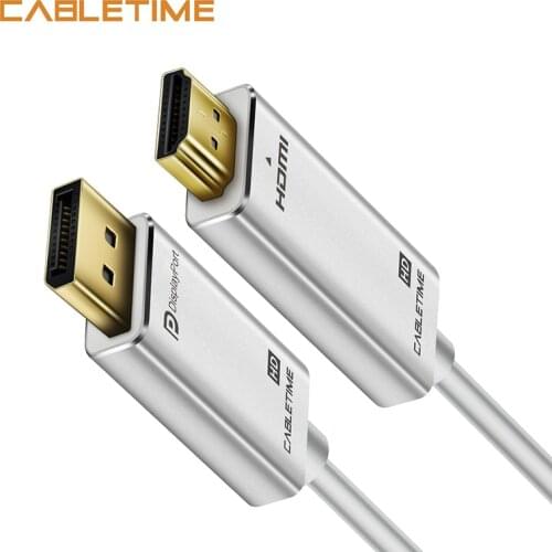 Cabletime DisplayPort To HDMI-Compatible Cable 4K30HZ DP To HDMI-Compatible M/M DisplayPort 1.2 for HDTV Projector Laptop N164
