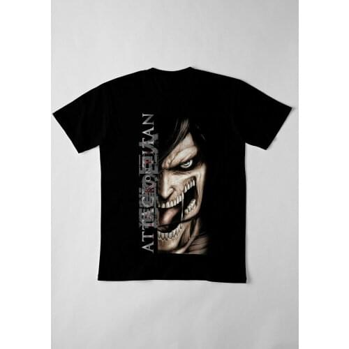 Attack On Titan Eren The Shifter Half Face Titan Form AOT SNK Black T-Shirt