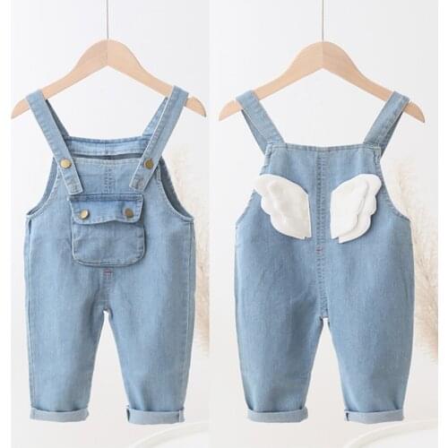 0-3Y Newborn Baby Clothes Cute Patchwork Wing Infant Denim Rompers Toddler Boys Girls Jeans Jumpsuit Autumn Kids Pants Overalls