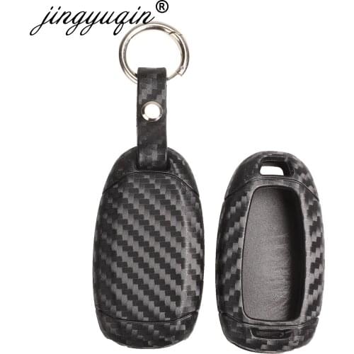 Jingyuqin 10pcs Carbon Car Key Case For Hyundai i30 Ix35 KONA Encino Solaris Azera Grandeur Ig Accent Santa Fe Palisade 3/4/5BTN