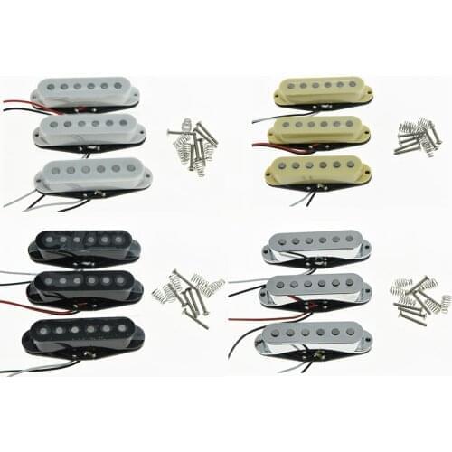 KAISH 3x N/M/B White Cream Black Chrome Alnico 5 Single Coil Pickups High Output Sound Strat SSS Pickup