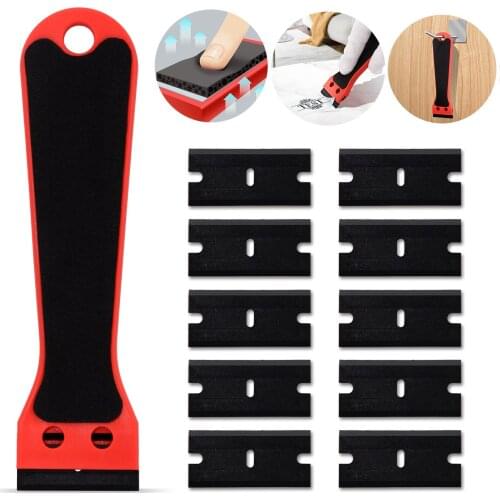 FOSHIO Multi Window Glass Ceramic Hob Razor Scraper Cleaner+10pcs Blade Oven Household Cleaning Car Carbon Fiber Sticker Remover