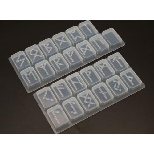 Viking Rune Stones Witch Resin Mold Kit with Engraved Elder Futhark Alphabet