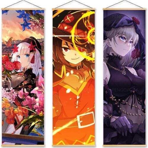 Wall Art Canvas God Blessing on This Wonderful World Pictures Poster Wooden Scroll Hanging Painting Print Anime Role Home Decor