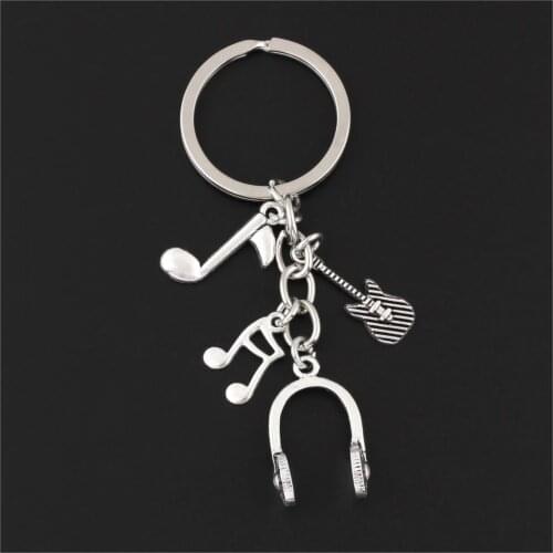 New Music Star Keychain Musical Instrument Player Key Ring Music Lover Gift Music Microphone Guitar Diy Jewelry Handmade