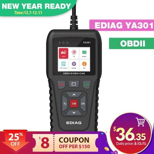 New Arrivel OBD II Code Reader EDIAG YA301 Full Function OBD2 Scanner Car Diagnostic Tool Multi-languages USB Update PK KW850 CR