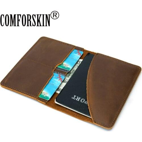 COMFORSKIN Hot Vintage Genuine Crazy Horse Leather Travelling Passport Cover 209 New Arrivals Large Capacity Passport Holders