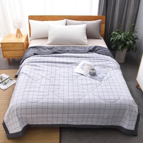 Washed Cotton Quilt Plaid Stripe Air-conditioning Bedspread For Bed Single Double Comforter Summer Blanket Bedspreads Cover