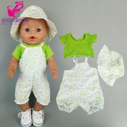 Baby doll clothes overalls shirt hat for 18 Inch Girl Doll summer Outfits