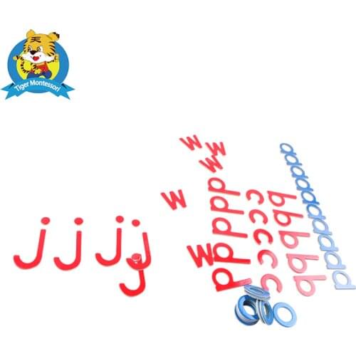 Wholesale professional montessori material wooden educational toy Small Movable Alphabet (Red & Blue) L022