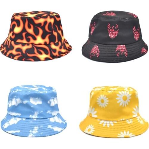 New Tie dye, Butterfly,Fire, Cloud, Dragon Print Fisherman Hat for Men Women Outdoor Leisure Bucket Hat Sunscreen Female Sunhat