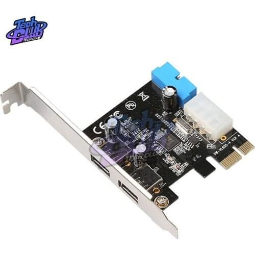 PCI Express USB 3.0 2 Ports Front Panel with Control Card Adapter 4-Pin & 20 Pin Feb6