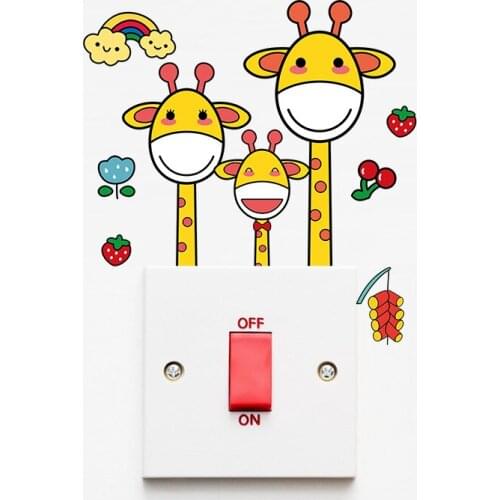 Removable wallpaper switch sticker Fawns living room creative cartoon cute kindergarten classroom childrens Wall Stickers
