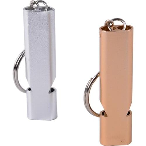 Survival Life-saving Double-Tube High Decibel Safety Whistle Aluminum Alloy For Sports Coach Referee Emergency Camping Hiking