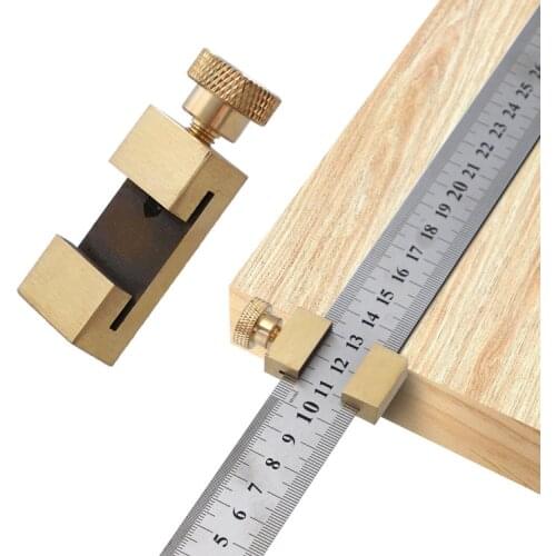 Carpentry DIY Woodworking Angle Scriber Steel Ruler Positioning Block Line Scriber Gauge Aluminum Alloy For Measuring Tools