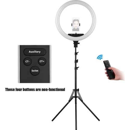 18 Inch LED Ring Light Fill-in Lamp 2700K-5500K with Tripod Cell Phone Holders for Photography Shooting Makeup Vlogging Light