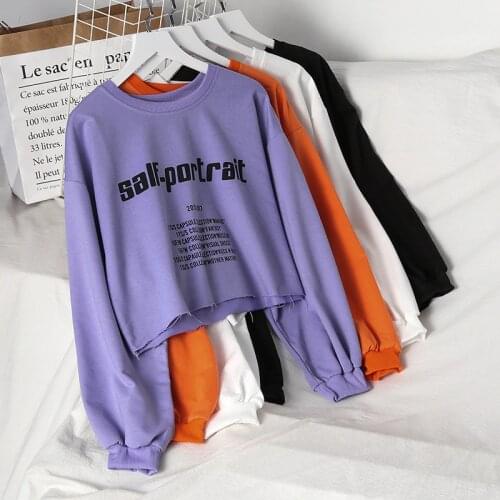 Autumn Sexy Korean Harajuku Ulzzang Hip hop casual dropshipping o-neck print black Long sleeve letter top clothes Women Tshirt