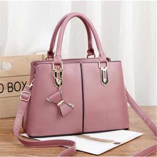 Contrasting Color Bow Ornaments Female Handbags 2021 New Fashion Stitching WomenS Bags Leather One-Shoulder Bags Messenger Bag