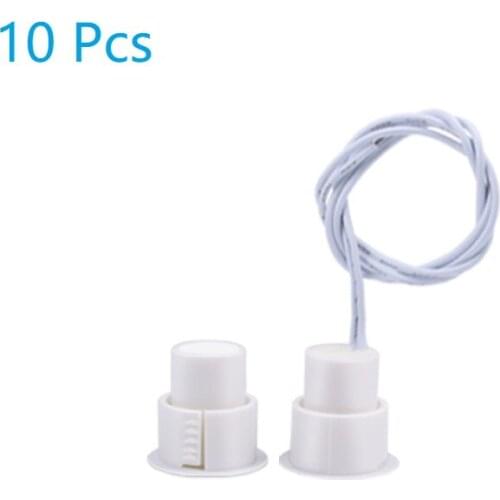 10Pcs NO Wired Garage Door Reed Magnet Door Window Contact Sensor Alarm Open Loop