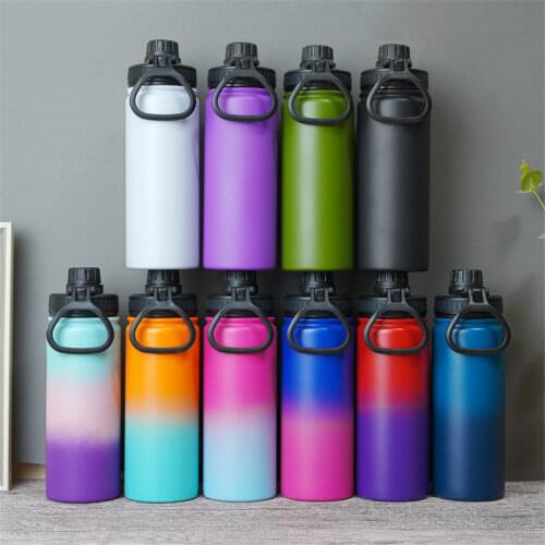 10pcs/lot Water bottle travel flask sports thermal mug 18oz 32oz 40oz stainless steel wide mouth insulated vacuum 3 kinds lids