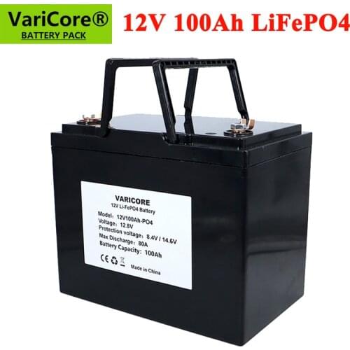 12V 100Ah LiFePO4 Battery 12.8V 4S Lithium Power Batteries 4000 Cycles For RV Campers Golf Cart Off-Road Off-grid Solar Wind