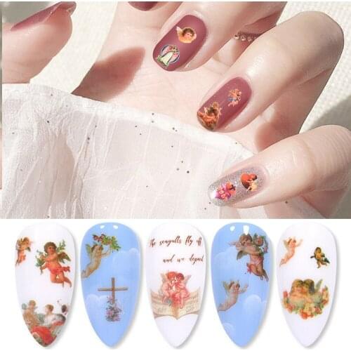 3D Angel Nail Art DIY Adhesive Stickers Lovely Angel Flower Pattern Nail Art Decals Sheet Decoration Nail Accessories HOT Sell