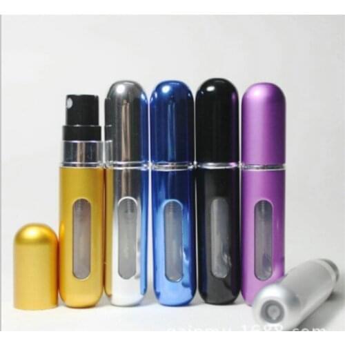 5ml Portable Mini Aluminum Refillable Perfume Bottle With Spray Empty Cosmetic Containers With Atomizer 500pcs